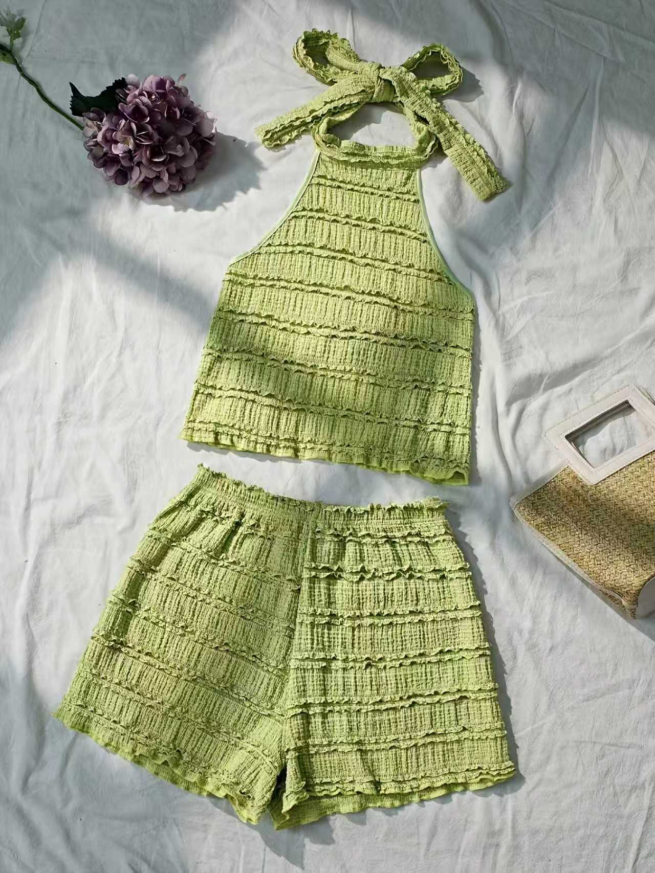 Lace Trim Cami - Женский летний комплект в европейском и