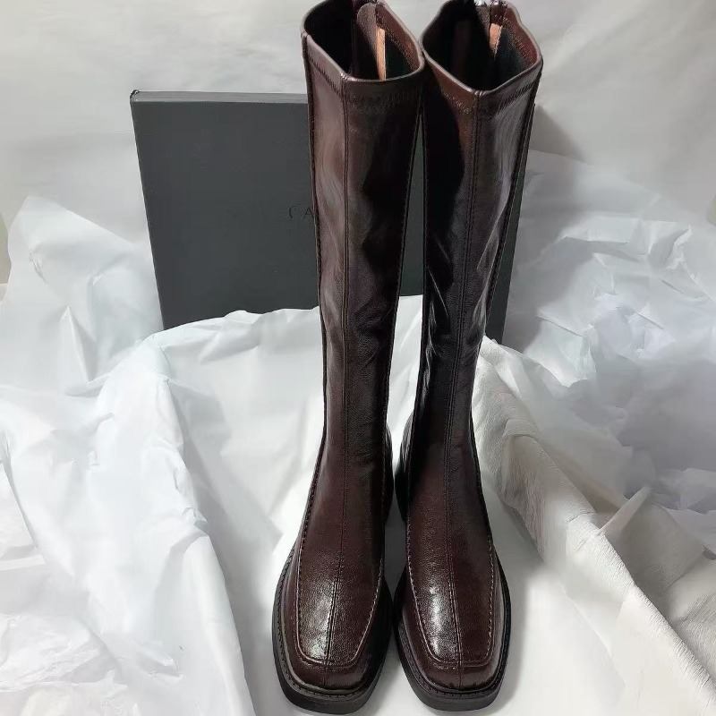 Women'S Fashion Knee High Boots - Женские высокие ботинки с круглым носком