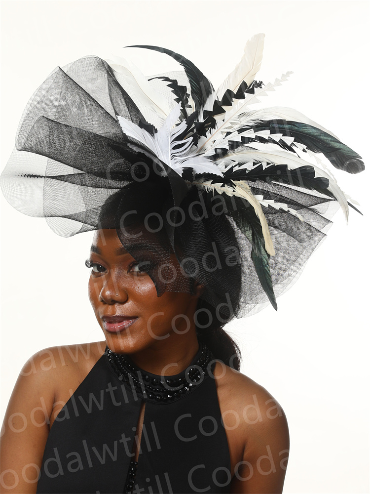 Women'S Fashion Kentucky Derby - Женская Вуалетка в стиле Кентукки, черно-белая