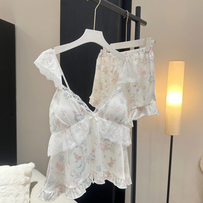 Розовый комплект для сна из 4  – обзор и цена Lace Trim Cami