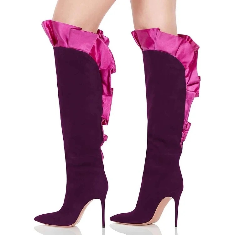 Замшевые плиссированные женски – обзор и цена Women'S Fashion Knee High Boots